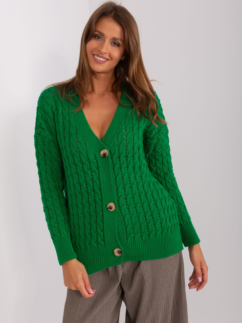 Hurt Zielony sweter rozpinany z dekoltem V RUE PARIS