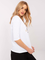 Hurt Biała bawełniana bluzka damska z napisem