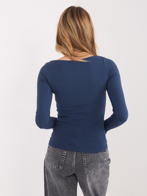 Granatowa dopasowana bluzka basic z bawełny