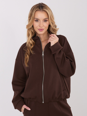 Ciemnobrązowa rozpinana bluza baloon z suwakiem