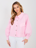 Jasnoróżowa koszula oversize z kieszeniami RUE PARIS 