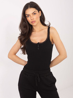 Czarny krótki top z guzikami przy dekolcie