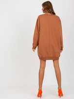 Hurt Jasnobrązowa długa bluza z nadrukiem i aplikacją  