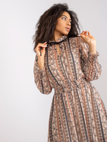 Beżowa sukienka we wzory Ava