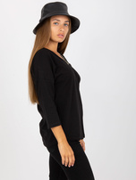 Hurtownia Czarna bluzka na co dzień z bawełny RUE PARIS