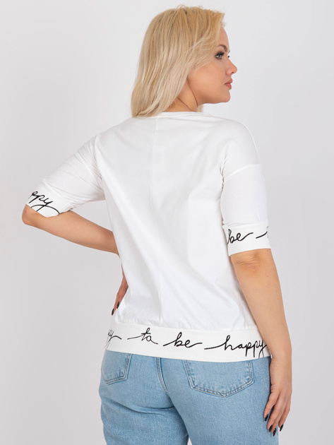 Ecru luźna bluzka plus size z okrągłym dekoltem