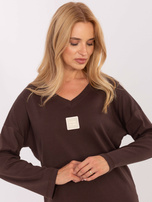 Dark brown oversized cotton blouse.