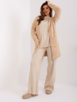 Hurtownia Beżowy dzianinowy kardigan