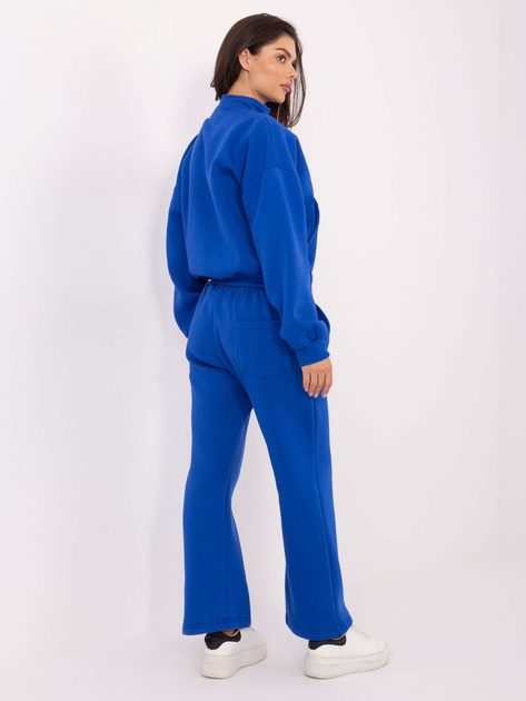 Kobaltowy dresowy komplet damski z haftem