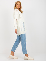 Hurt Ecru sweter rozpinany oversize z dziurami RUE PARIS