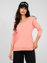 Brzoskwiniowa bluzka basic z bawełny RUE PARIS 