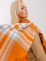 Hurt Ciemnopomarańczowo-szary szal z printem 