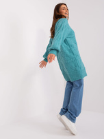 Hurtownia Turkusowa dzianinowa sukienka oversize