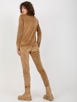 Wholesale Camel Women's Velour Set with V-neck