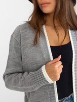 Hurtownia Szaro-ecru długi kardigan bez zapięcia RUE PARIS 