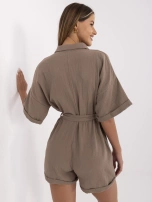Brązowy letni kombinezon z muślinu