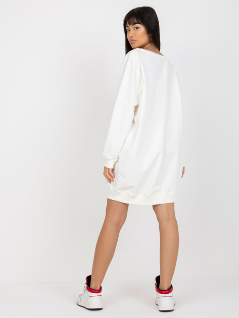 Hurt Ecru luźna bluza z nadrukiem i aplikacją z dżetów