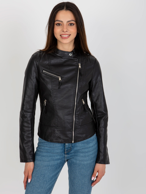 Hurt Czarna kurtka ramoneska z zamkami przy rękawach