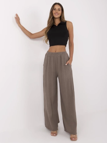 Brązowe muślinowe spodnie z bawełny