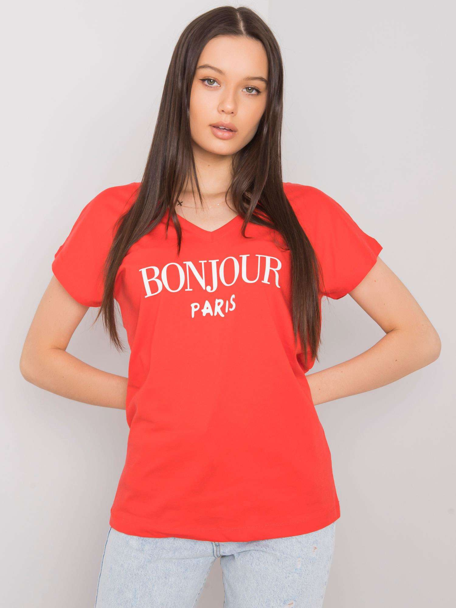 Czerwony t-shirt z nadrukiem Hortense
