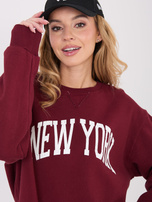 Burgundowa długa bluza z napisem