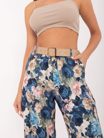 Ciemnoniebieskie garniturowe spodnie z printem RUE PARIS