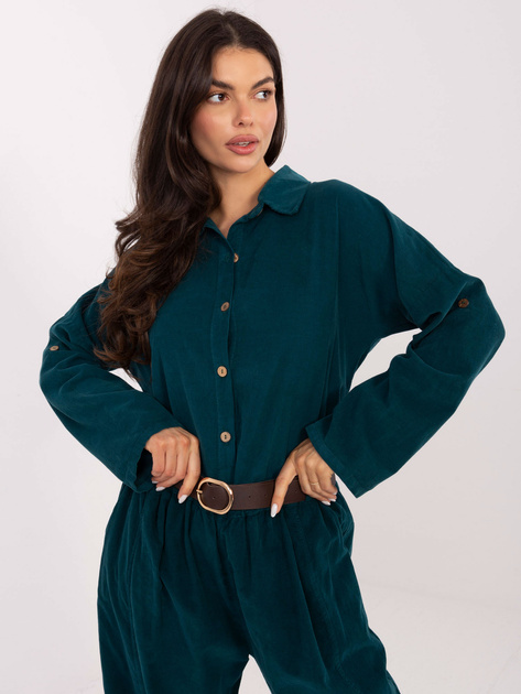 Morska sztruksowa koszula z kołnierzykiem