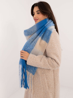 Hurtownia Niebiesko-beżowy damski szal w kratę