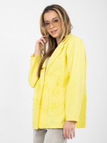 Żółta jeansowa marynarka z kieszeniami RUE PARIS 