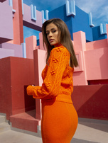 Hurt Pomarańczowy dzianinowy komplet z krótkim swetrem i topem 