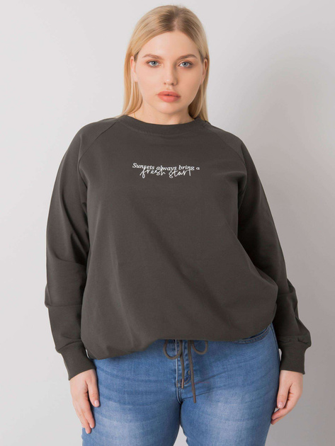 Ciemna khaki bluza plus size z napisem Marlow