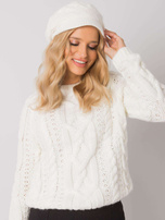 Ecru czapka zimowa z błyszczącą nicią