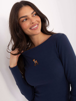 Granatowy damski longsleeve z bawełny 