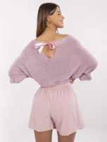 Brudnoróżowe damskie spódnico-szorty z plisowaniem