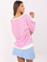 Hurt Rożowa-biała damska bluzka z okrągłym dekoltem