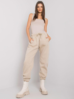 Beżowe spodnie dresowe bawełniane Esher RUE PARIS