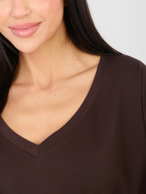 Czekoladowa bluzka oversize z długim rękawem RUE PARIS