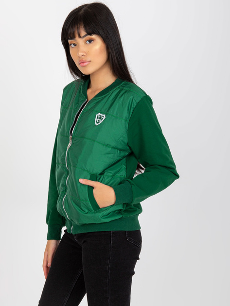 Hurt Ciemnozielona pikowana bluza bomberka z kieszeniami RUE PARIS