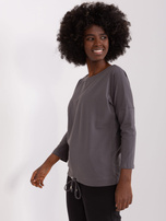 Hurt Graue Basic-Bluse mit Bündchen Fiona BASIC FEEL GOOD.