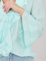 Miętowa letnia koszula z żabotem