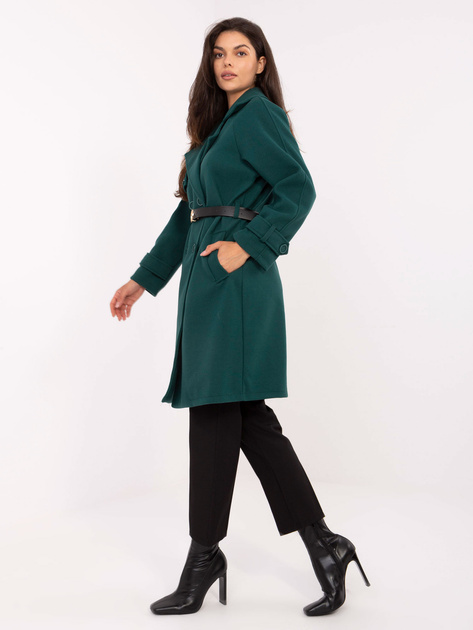 Ciemnozielony płaszcz z kieszeniami RUE PARIS