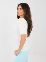 Ecru damski sweter z krótkim rękawem