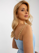 Hurt Jasnoniebieska mini sukienka z falbanami i wiązaniem 