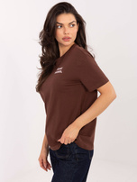 Ciemnobrązowy bawełniany t-shirt z nadrukiem SUBLEVEL 