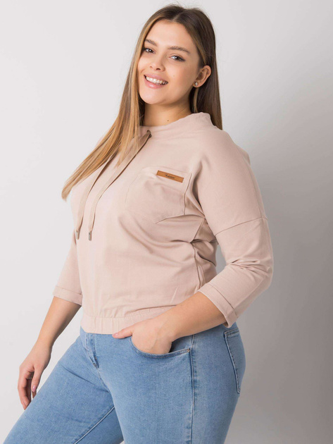 Jasnobeżowa bluza plus size bez kaptura Pasadena