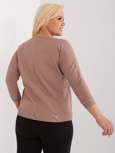 Hurtownia Ciemnobeżowa bluzka plus size z bawełny