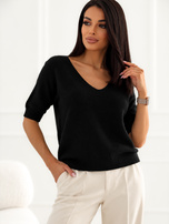 Schwarzer Damen Basic-Pullover mit Baby-Alpaka-Anteil.