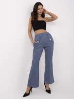 Ciemnoniebieskie melanżowe spodnie z przeszyciami