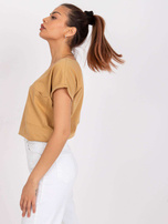 Camelowy luźny t-shirt basic Ventura