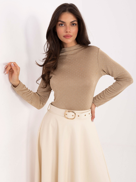 Ciemnobeżowa elegancka bluzka z półgolfem RUE PARIS